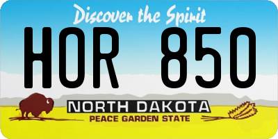 ND license plate HOR850