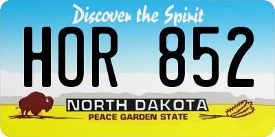 ND license plate HOR852