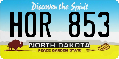 ND license plate HOR853