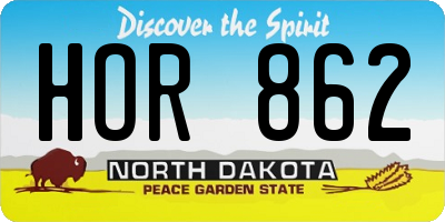 ND license plate HOR862