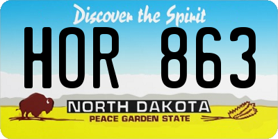 ND license plate HOR863