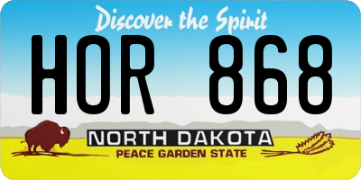 ND license plate HOR868