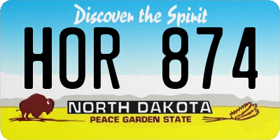 ND license plate HOR874