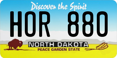 ND license plate HOR880