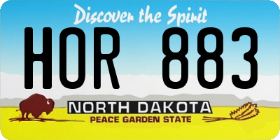 ND license plate HOR883