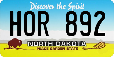 ND license plate HOR892