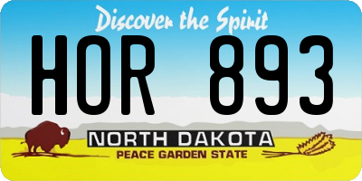 ND license plate HOR893