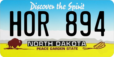 ND license plate HOR894