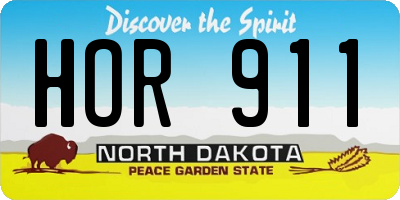ND license plate HOR911