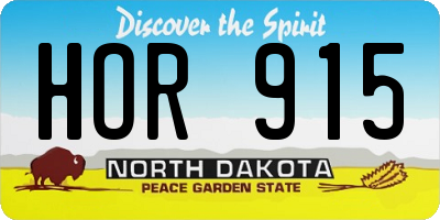 ND license plate HOR915