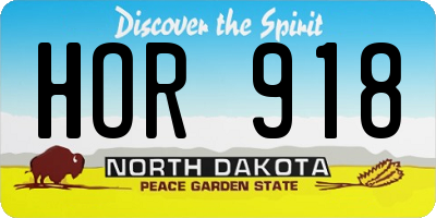 ND license plate HOR918