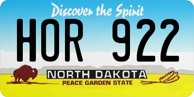 ND license plate HOR922