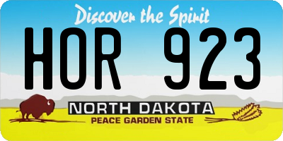 ND license plate HOR923