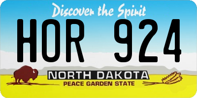 ND license plate HOR924