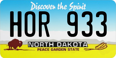 ND license plate HOR933