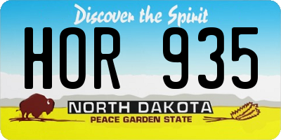 ND license plate HOR935