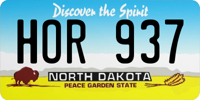 ND license plate HOR937