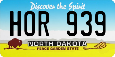 ND license plate HOR939