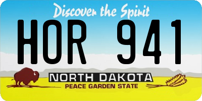 ND license plate HOR941
