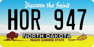ND license plate HOR947