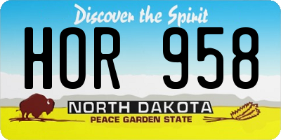 ND license plate HOR958
