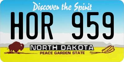 ND license plate HOR959