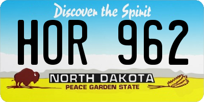 ND license plate HOR962