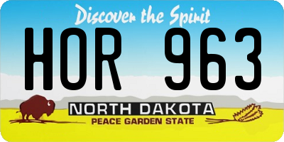 ND license plate HOR963