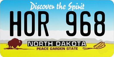 ND license plate HOR968