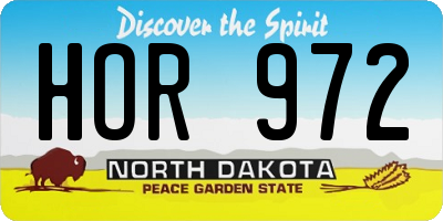 ND license plate HOR972