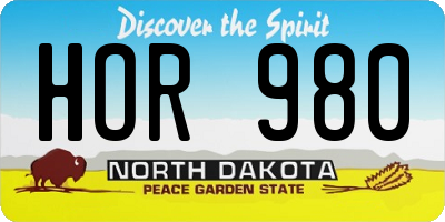 ND license plate HOR980