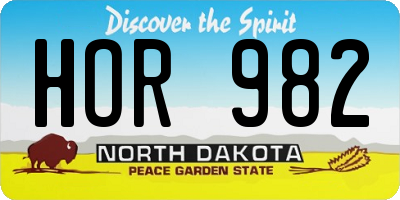 ND license plate HOR982