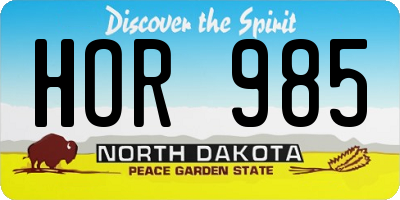 ND license plate HOR985