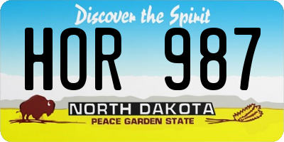 ND license plate HOR987