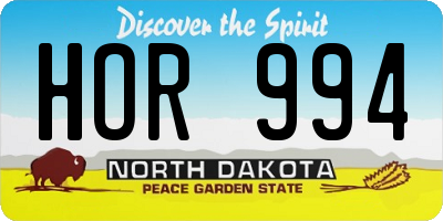 ND license plate HOR994
