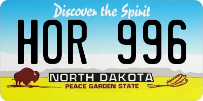 ND license plate HOR996