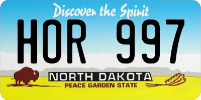 ND license plate HOR997