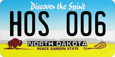 ND license plate HOS006