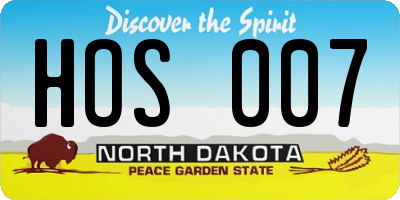 ND license plate HOS007