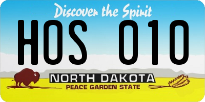 ND license plate HOS010