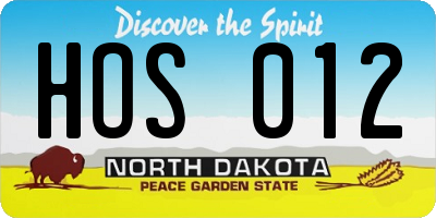 ND license plate HOS012