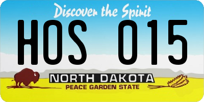 ND license plate HOS015