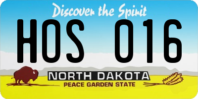 ND license plate HOS016