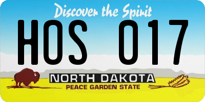 ND license plate HOS017