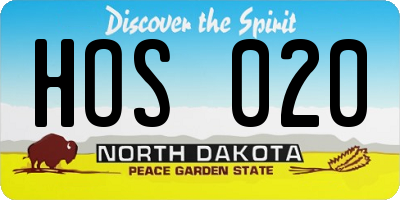 ND license plate HOS020
