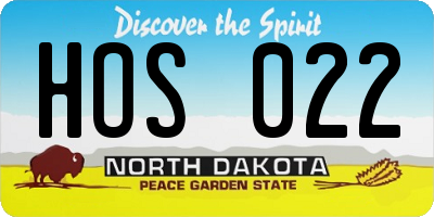 ND license plate HOS022