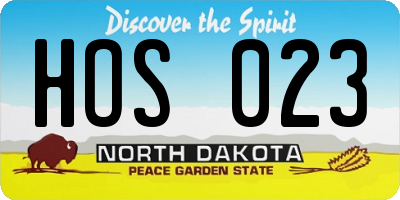 ND license plate HOS023