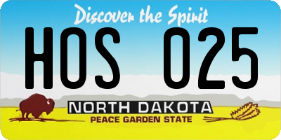 ND license plate HOS025