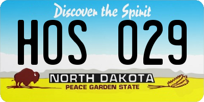 ND license plate HOS029