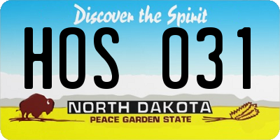 ND license plate HOS031